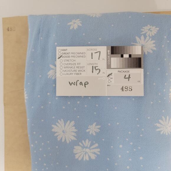 LA Hearts Wrap Crop Flutter Sleeve Ditzy Blue XS 488 - Picture 10 of 10